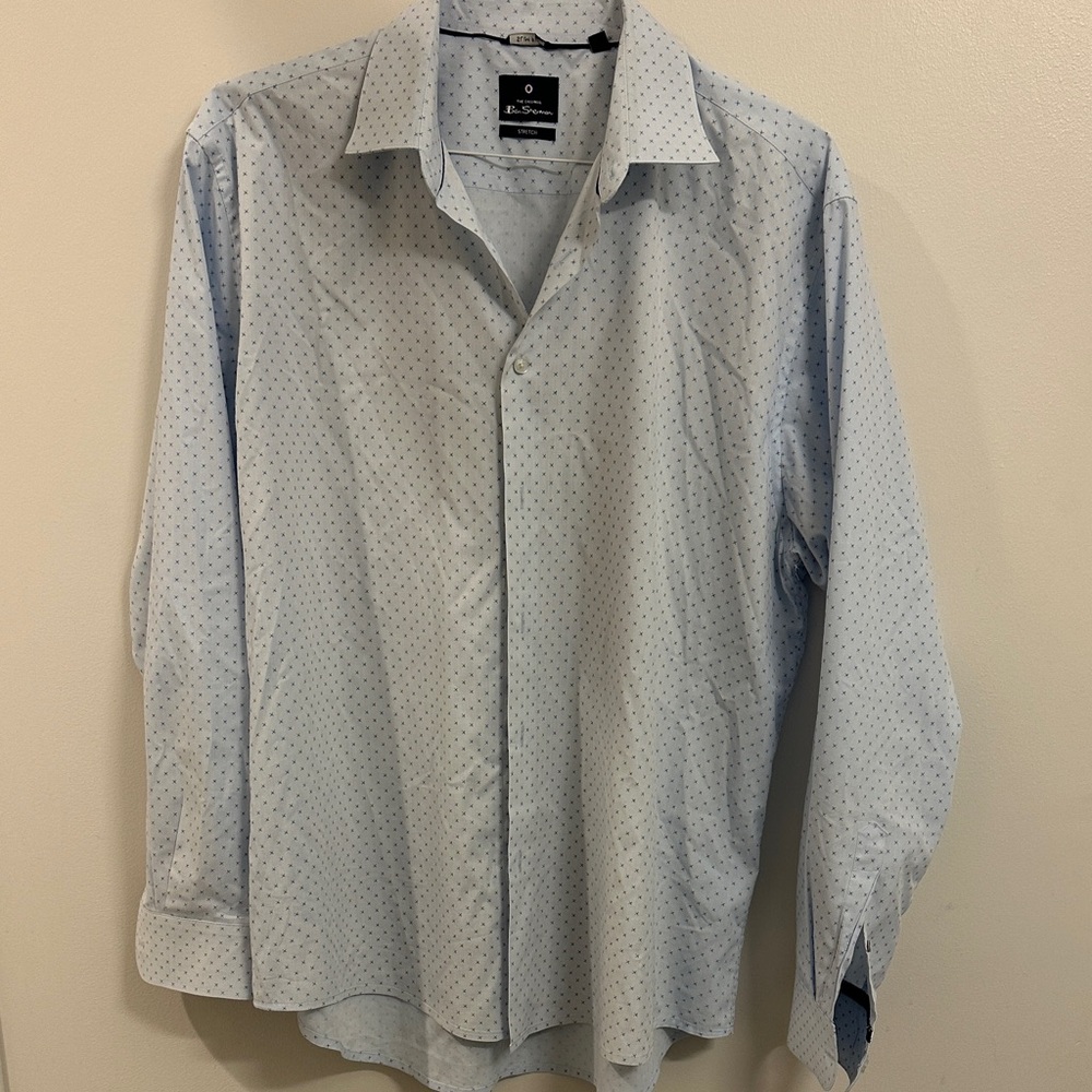 Ben Sherman Light Blue Patterned Dress Shirt